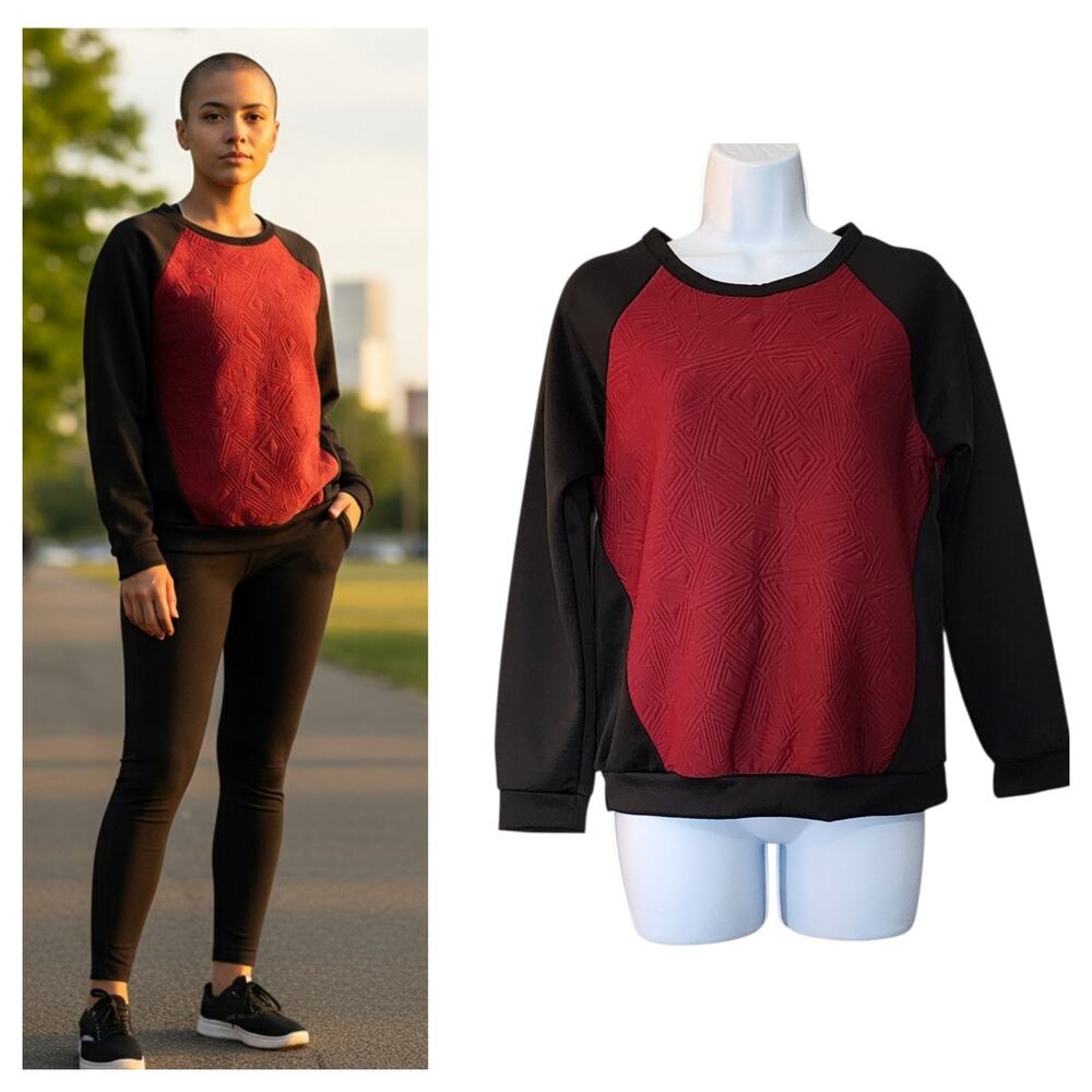 Timing Womens Pullover Sweatshirt Size S Crewneck Long Raglan Sleeve Textured